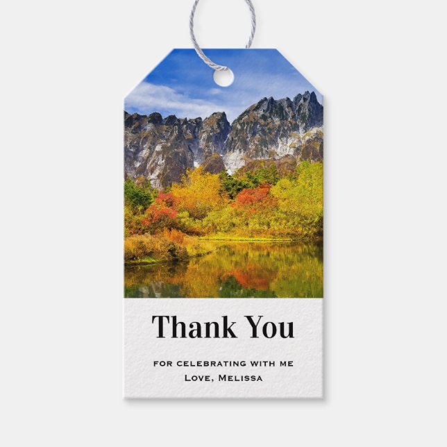 Étiquettes-cadeau Belle montagne de campagne Photographie Merci (Devant)