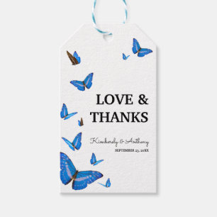 Étiquettes-cadeau Belle Papillons Bleus Mariage Favor Tags