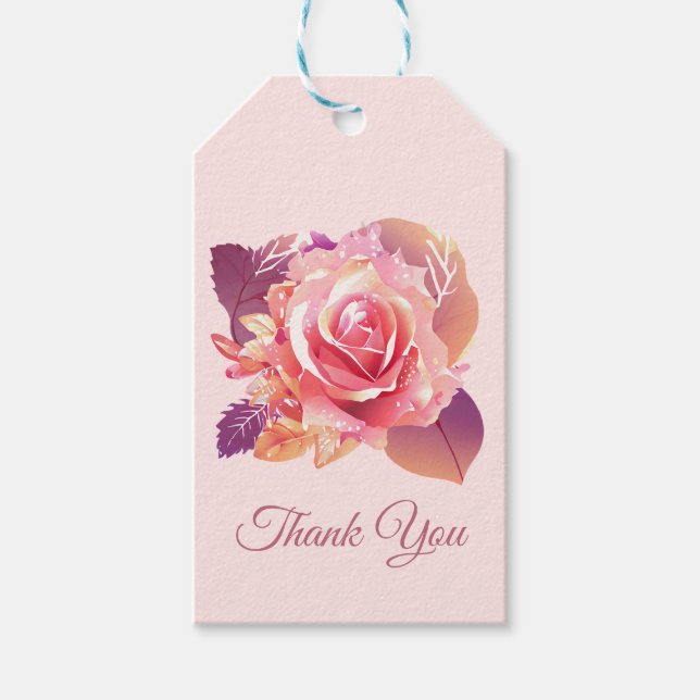 Étiquettes-cadeau Belle rose rose simple (Devant)