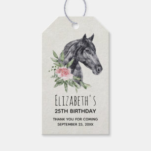 Étiquettes-cadeau Belle tête de cheval Portrait d'aquarelle Annivers