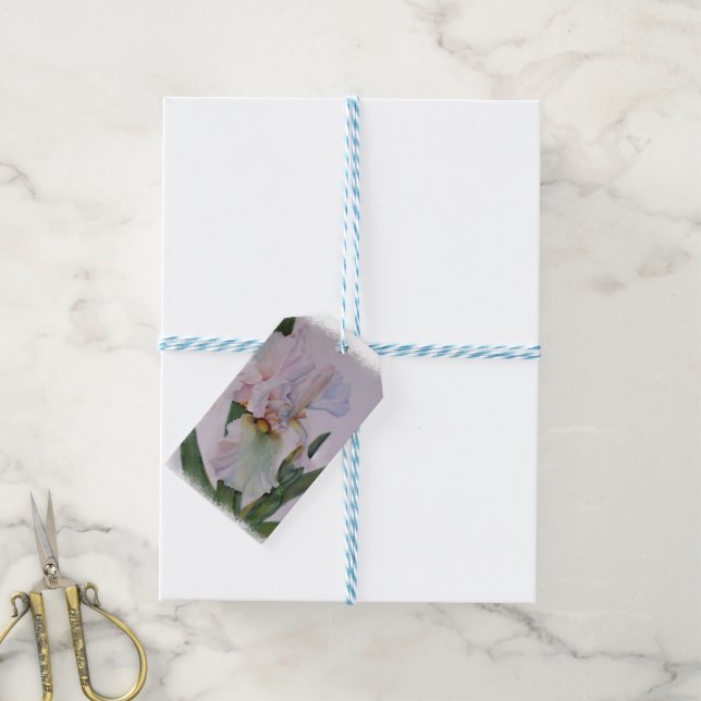 ÉTIQUETTES-CADEAU BELLES BALISES CADEAUX IRIS BLANCS (Avec de laficelle)