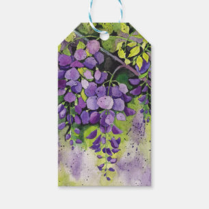 Étiquettes-cadeau Belles Fleurs De Wisteria En Aquarelle