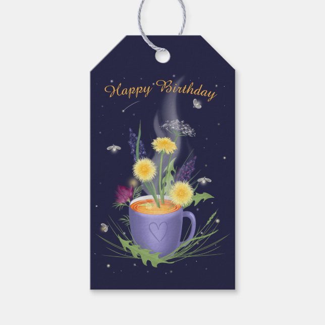 Étiquettes-cadeau Belles Fleurs d'été de la Coupe de Thé (Devant)