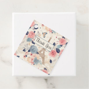 Étiquettes Cadeau Belles Fleurs et Tour Eiffel Paris Merci