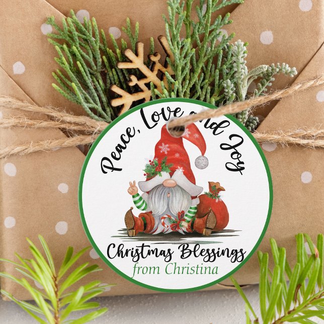 Étiquettes Cadeau Bénédiction de Noël Gnome mignonne Cadeau personna (Cute Gnome Christmas Blessings Custom Gift Favor Tags)