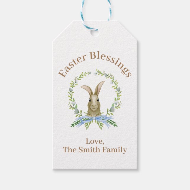 Étiquettes-cadeau Bénédictions de Pâques personnalisées Aquarelle Ra (Devant)