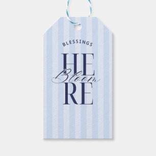 Étiquettes-cadeau Bénédictions en fleurs ici Bleu Baby Shower Mari