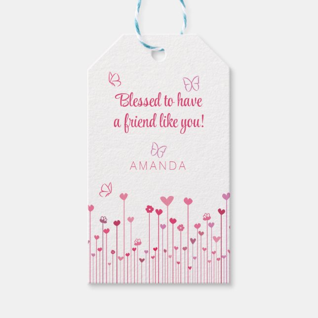 Étiquettes-cadeau Béni d'avoir un ami comme toi Pink Valentine (Devant)