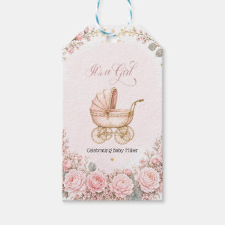 Étiquettes-cadeau Berceau Rose C'est une Fille Baby Shower Personnal