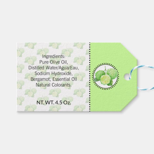 Étiquettes-cadeau Bergamote Bain & Corps Maison (Devant (Horizontal))