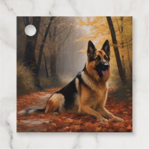 Étiquettes Cadeau Berger allemand en automne Feuilles automne Inspir