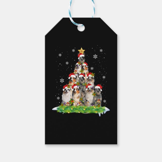 Étiquettes-cadeau Berger australien Aussie Arbre ornemental de Noël (Devant)