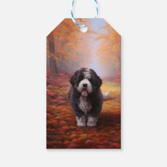 Étiquettes-cadeau Bernedoodle en automne Leaves automne Inspire (Devant)