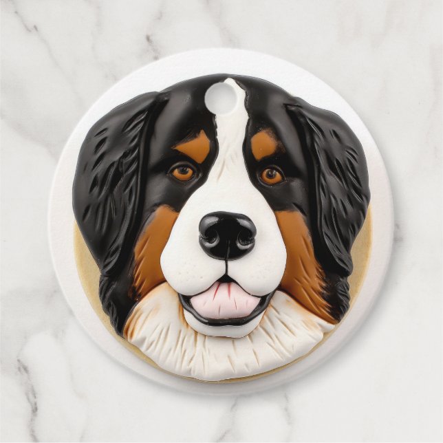 Étiquettes Cadeau Bernese Mountain Dog 3D Inspiré (Devant)