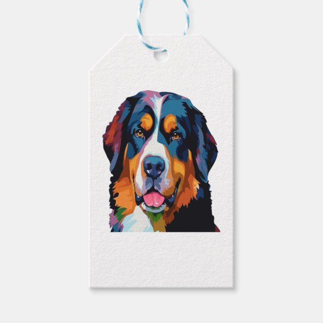 Étiquettes-cadeau Bernese Mountain Dog Coloré  (Devant)