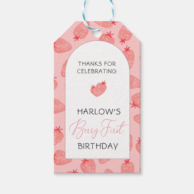 Étiquettes-cadeau Berry 1st Birthday merci tag (Devant)