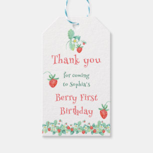 Étiquettes-cadeau Berry aux fraises roses Premier anniversaire
