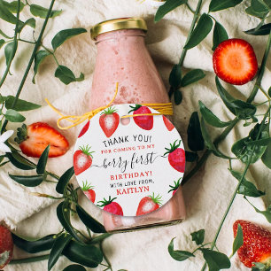 Étiquettes Cadeau Berry aux fraises sucrées Premier 1er anniversaire
