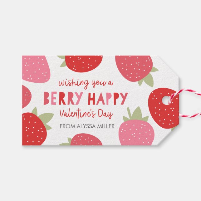 Étiquettes-cadeau Berry Cute Valentine (Devant (Horizontal))