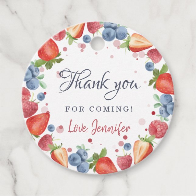 Étiquettes Cadeau Berry doux d'été Premier anniversaire (Devant)