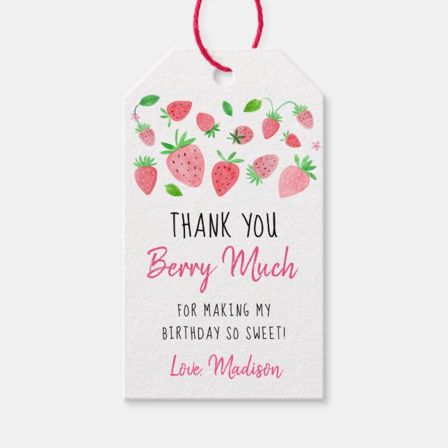 Étiquettes-cadeau Berry fraise Sweet Merci d'anniversaire (Devant)