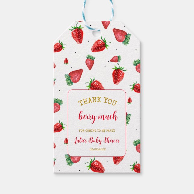 Étiquettes-cadeau Berry Merci fraise beaucoup (Devant)