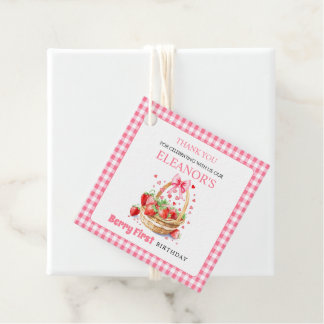 Étiquettes Cadeau Berry rose fraises Premier anniversaire Merci