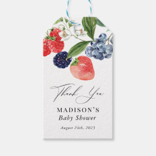 Étiquettes-cadeau Berry Sweet Aquarelle Baby shower bleu rouge