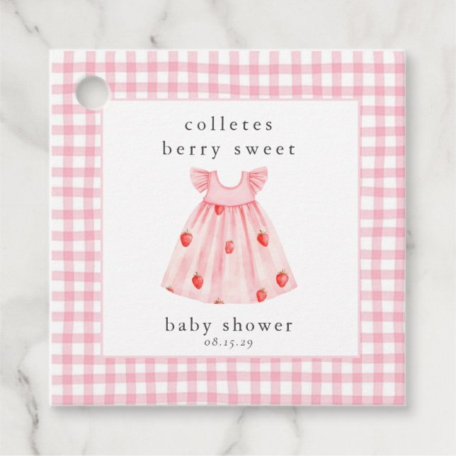 Étiquettes Cadeau Berry Sweet Bébé fraise Coquette Bow (Devant)