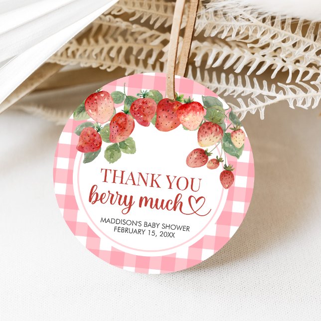 Étiquettes Cadeau Berry Sweet Strawberry Baby Shower (Strawberry Baby Shower Favor Tags)