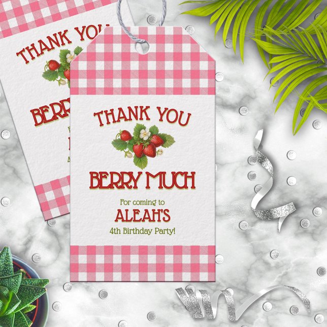 Étiquettes-cadeau Berry Sweet Strawberry fête d'anniversaire (Créateur téléchargé)