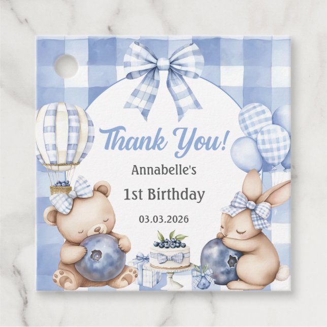 Étiquettes Cadeau Berry Sweet Watercolor Blueberry fête d'anniversai (Devant)