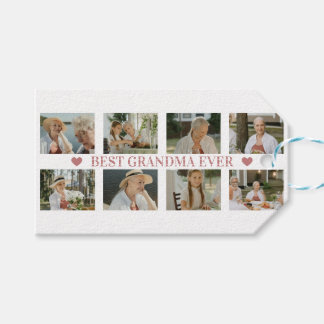 Étiquettes-cadeau Best Grandma Ever Photo Collage – Gift with Hearts