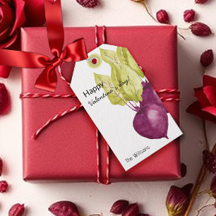 Étiquettes-cadeau Betteraves Mignonnes en Amour Aquarelle Peinte à l