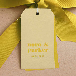 Étiquettes-cadeau Beurre Jaune Mariage simple