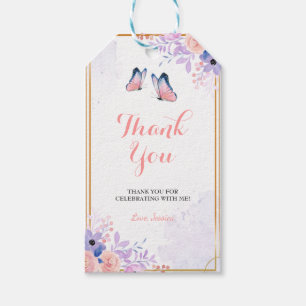 Étiquettes-cadeau Beurre mignon Purple Rose Floral Fille Baby shower