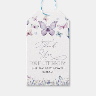 Étiquettes-cadeau Beurre papillon violet fille Baby shower Favoriser