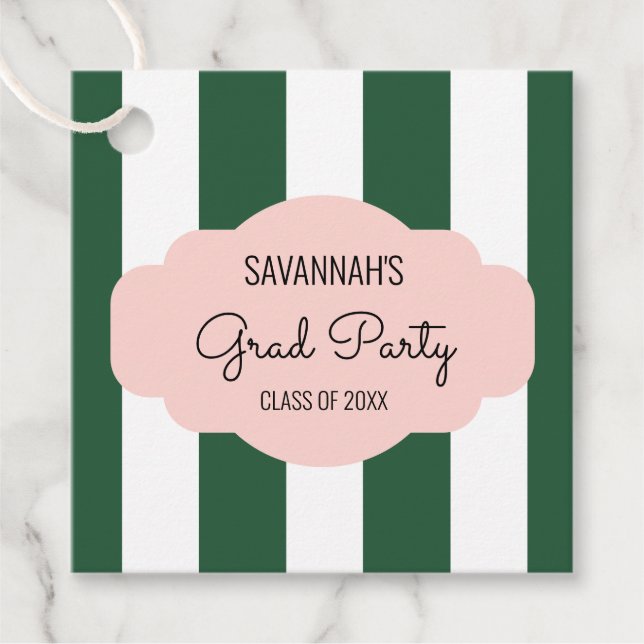 Étiquettes Cadeau Beverly Hills Green & Pink Grad Party (Devant)