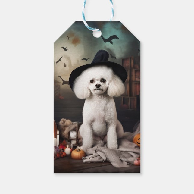 Étiquettes-cadeau Bichon Frise Citrouilles Halloween effrayant (Devant)