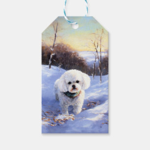 Étiquettes-cadeau Bichon Frise Laisser neiger Noël