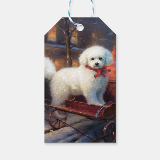 Étiquettes-cadeau Bichon frisé période de fêtes de Noël (Devant)