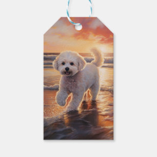 Étiquettes-cadeau Bichon Frise Sandy Paws Chien sur la Plage au Couc