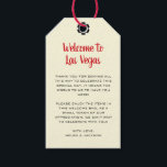 Étiquettes-cadeau Bienvenue à Las Vegas Black Cream Mariage Bienvenu<br><div class="desc">Se marier à Las Vegas ? Ces étiquettes d'accueil crème blanc,  rouge et noir ajouteraient parfaitement à la corbeille d'accueil de votre hôtel. Personnalisez avec votre propre texte sincère.</div>