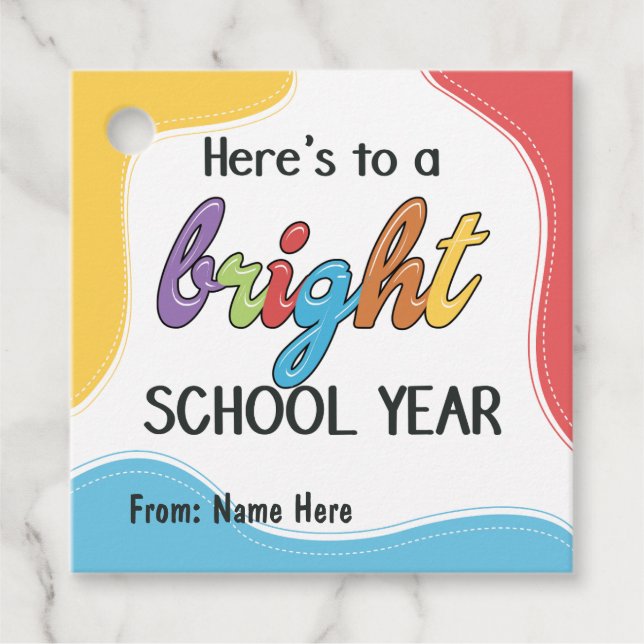 Étiquettes Cadeau Bienvenue à l'école, année scolaire brillante (Devant)