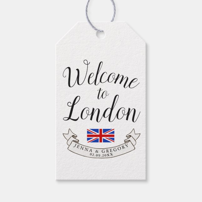Étiquettes-cadeau Bienvenue à Londres | Personnalisation du mariage  (Devant)