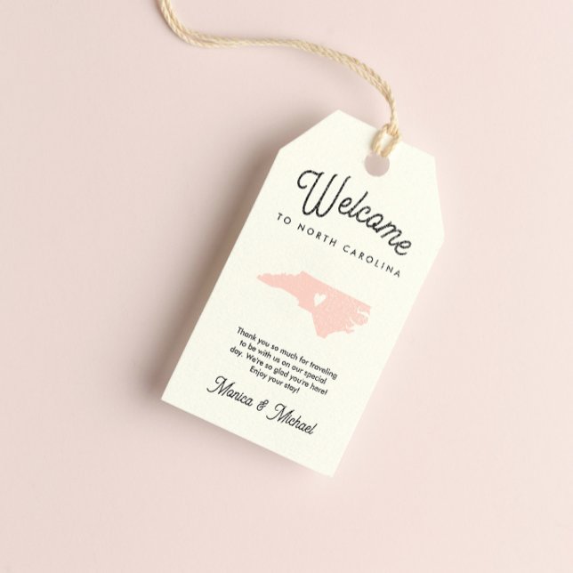 Étiquettes-cadeau Bienvenue à NORTH CAROLINA Mariage N'IMPORTE QUELL (Créateur téléchargé)
