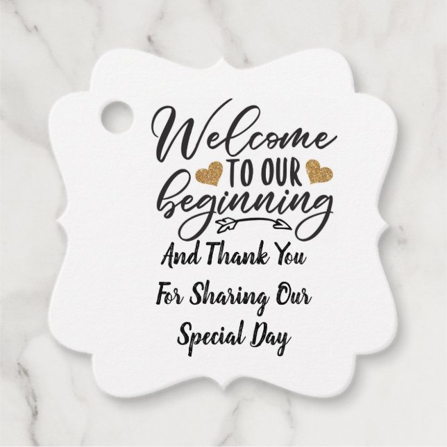 Étiquettes Cadeau Bienvenue à Nos Débuts (Devant)