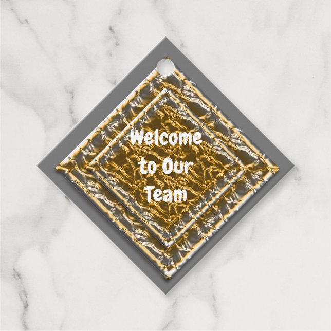 Étiquettes Cadeau Bienvenue à notre équipe Métallic Or Diamant Argen (Devant)