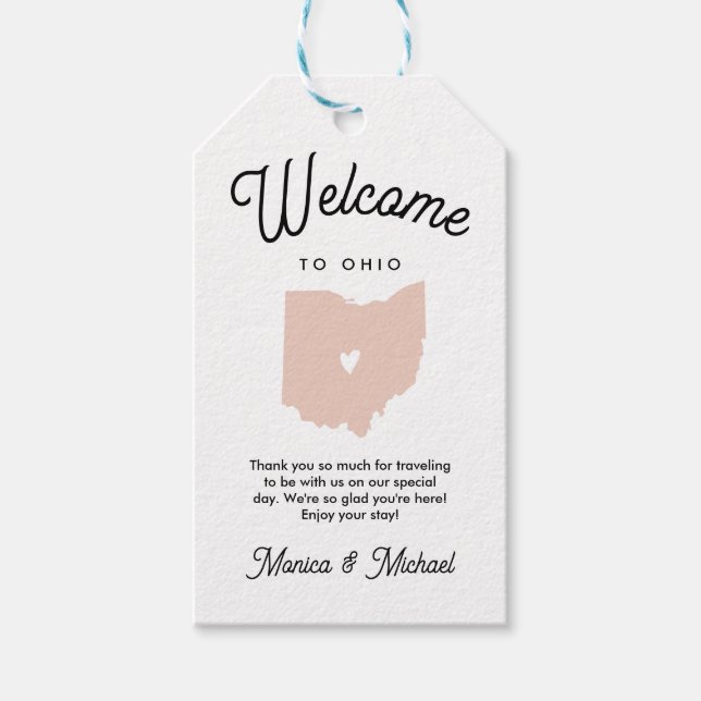 Étiquettes-cadeau Bienvenue à OHIO Mariage N'IMPORTE QUELLE COULEUR  (Devant)