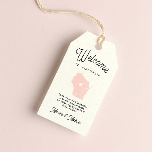 Étiquettes-cadeau Bienvenue à WISCONSIN Mariage N TOUTE COULEUR! ! (Créateur téléchargé)